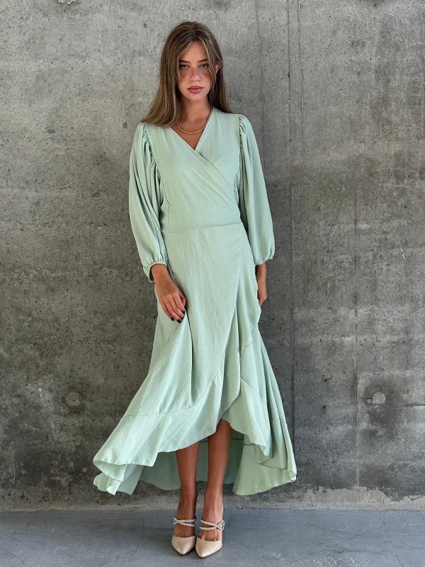 שמלת מקסי מעטפת וולן פיסטוק