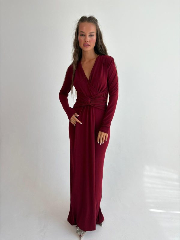 שמלת מקסי נאון לייקרה בורדו