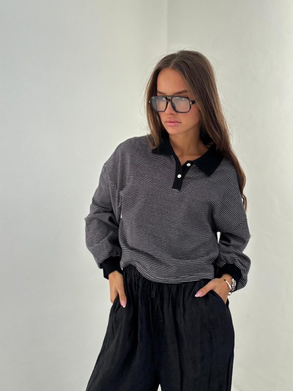 חולצת פסים אובר סייז שחור