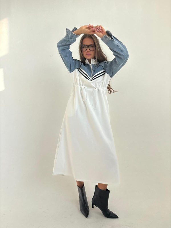 שמלת מקסי שילובים לבן