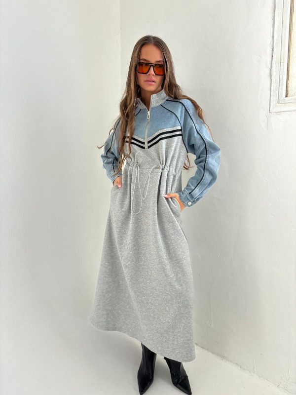 שמלת מקסי שילובים אפור