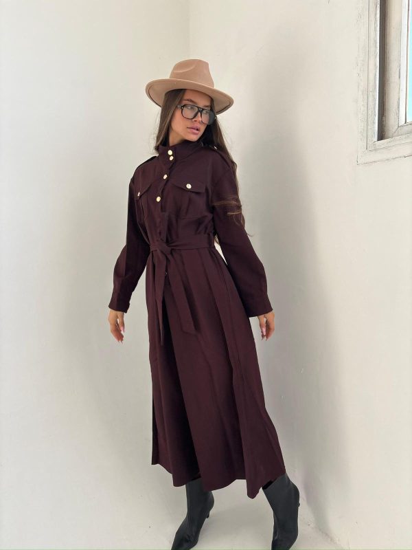 שמלת מקסי אריג בורדו