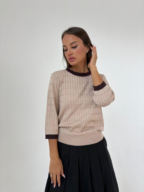 חולצת סריג ניקי מוקה