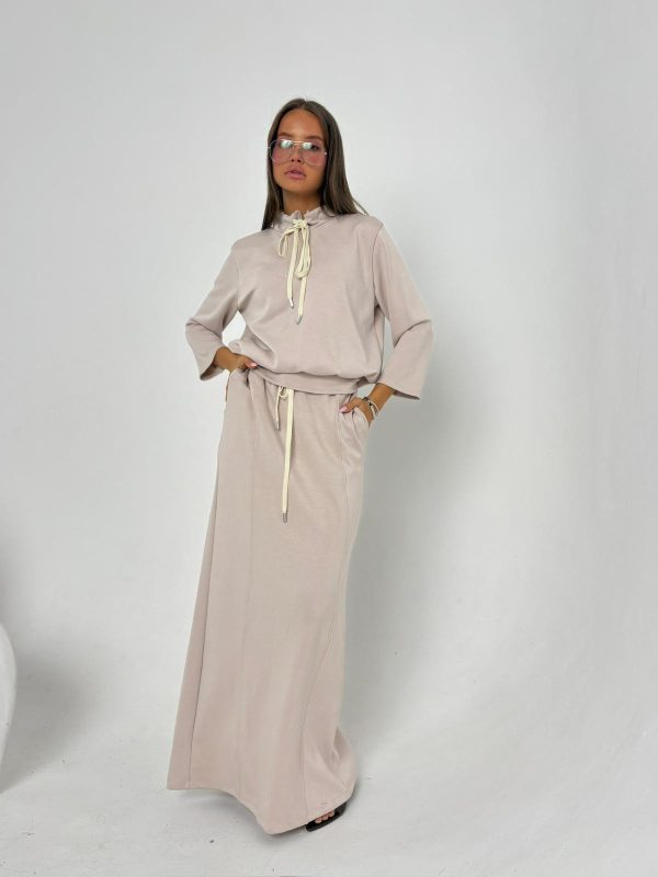 חליפת חצאית רוכסן אבן